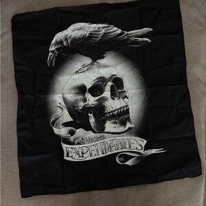 The Expendables Movie Skull & Raven Graphic Bandana Scarf Black with White Print